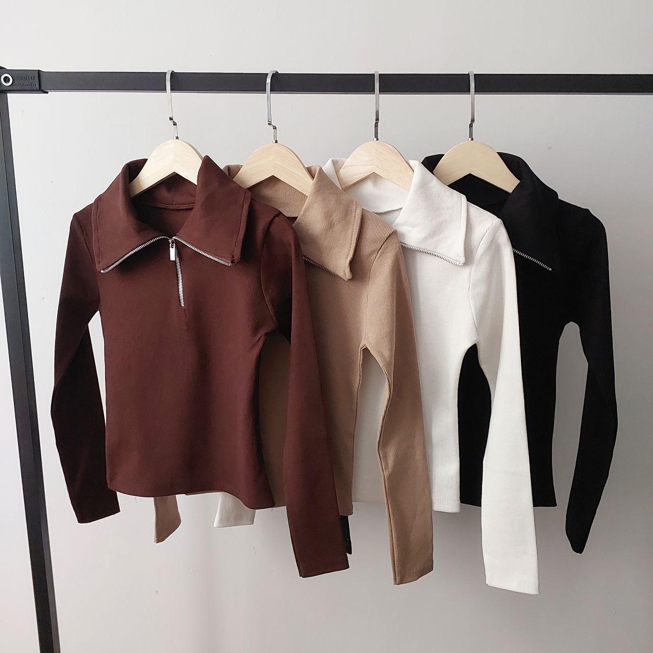 بلوز یقه شکاری نیم زیپ